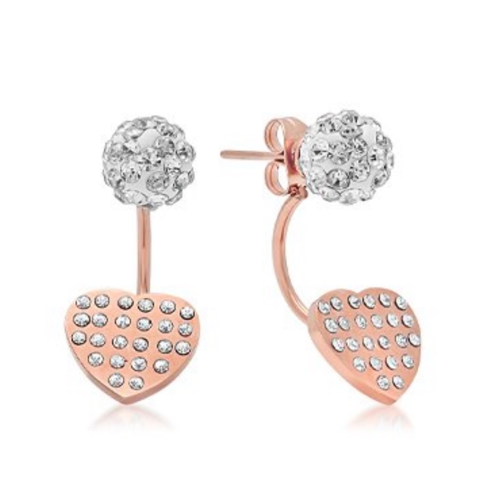 SteelTime | 18k Gold Plated CZ Fireball Earrings & Heart Jackets 💖